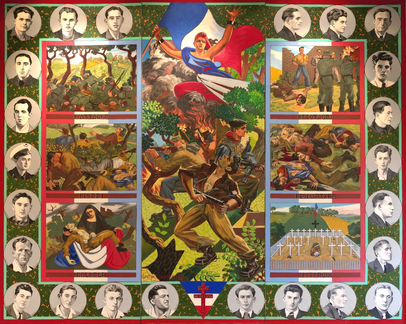 Triptyque de Ren&eacute; Gaston Lagorre sur les martyrs du maquis de Meilhan